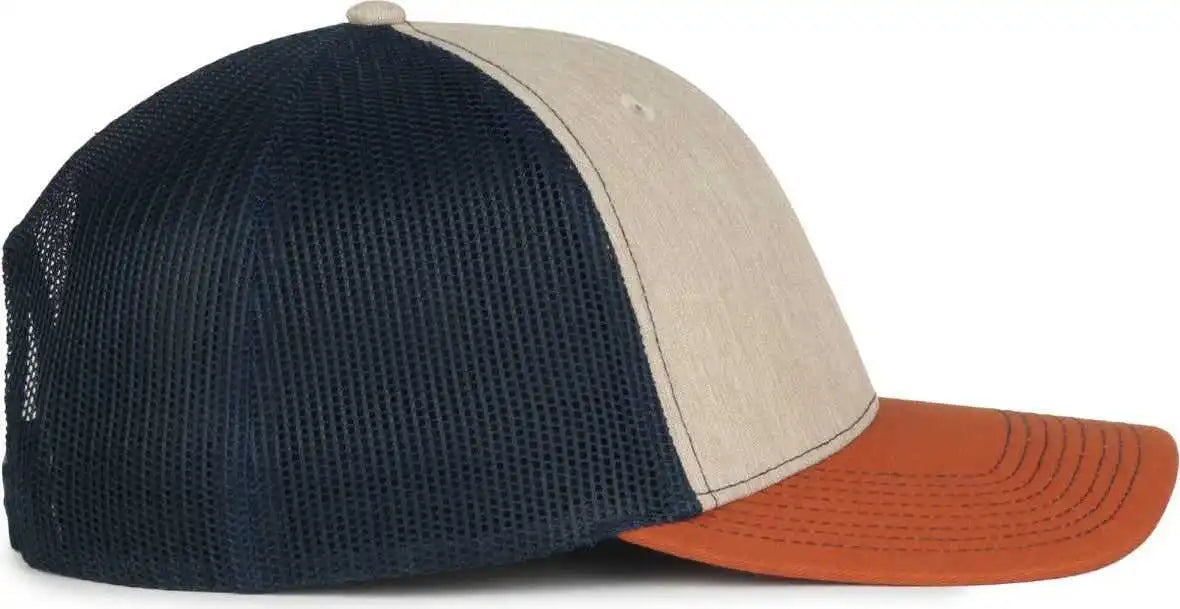 Oc Sports Oc771 Adjustable Mesh Back Cap Heathered Stone Navy Rust / Osfm
