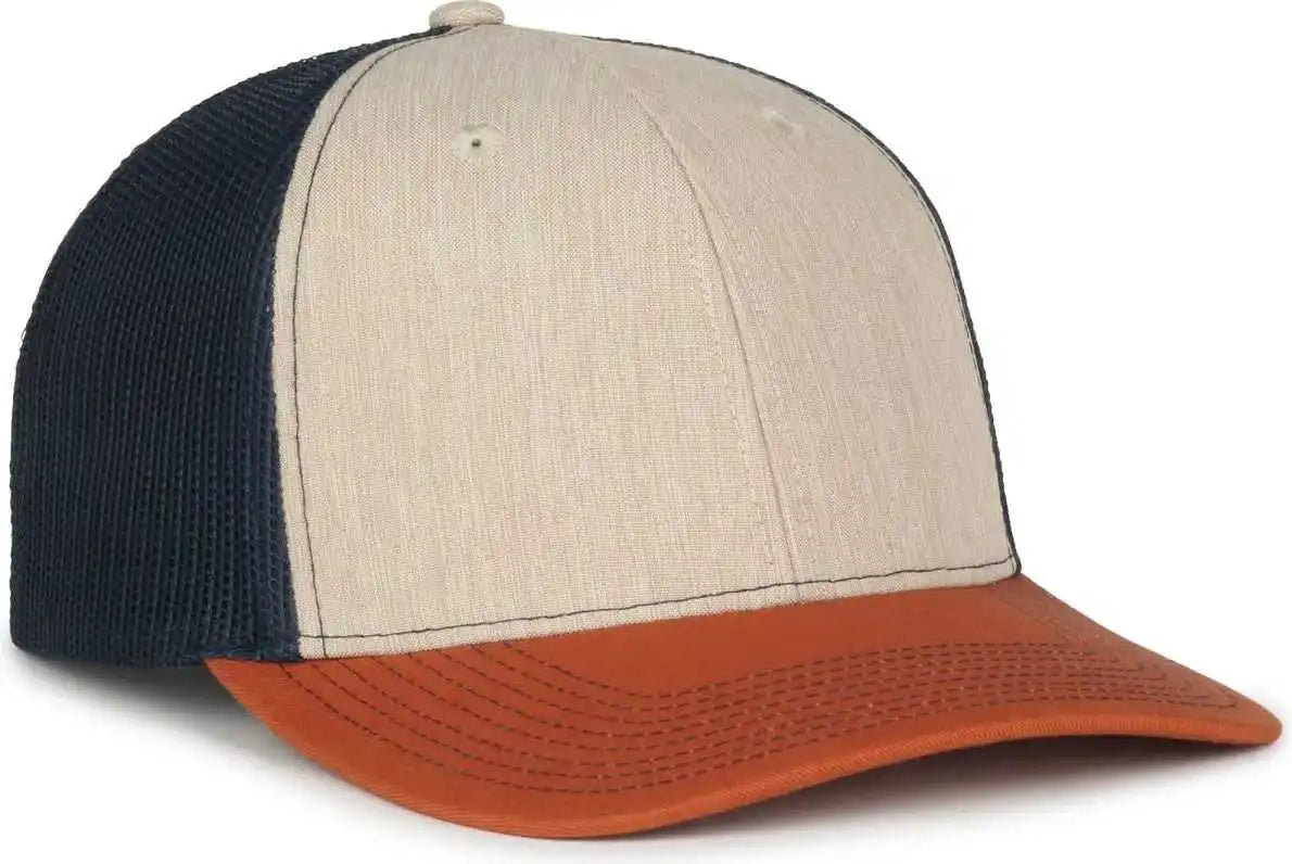 Oc Sports Oc771 Adjustable Mesh Back Cap Heathered Stone Navy Rust / Osfm