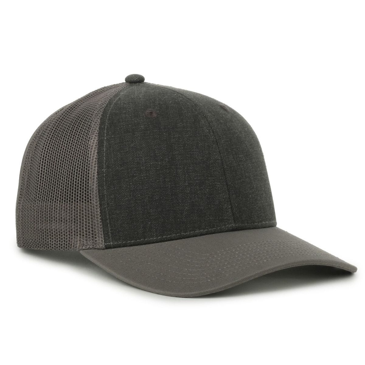 Oc Sports Oc771 Adjustable Mesh Back Cap - Herringbone Black Charcoal