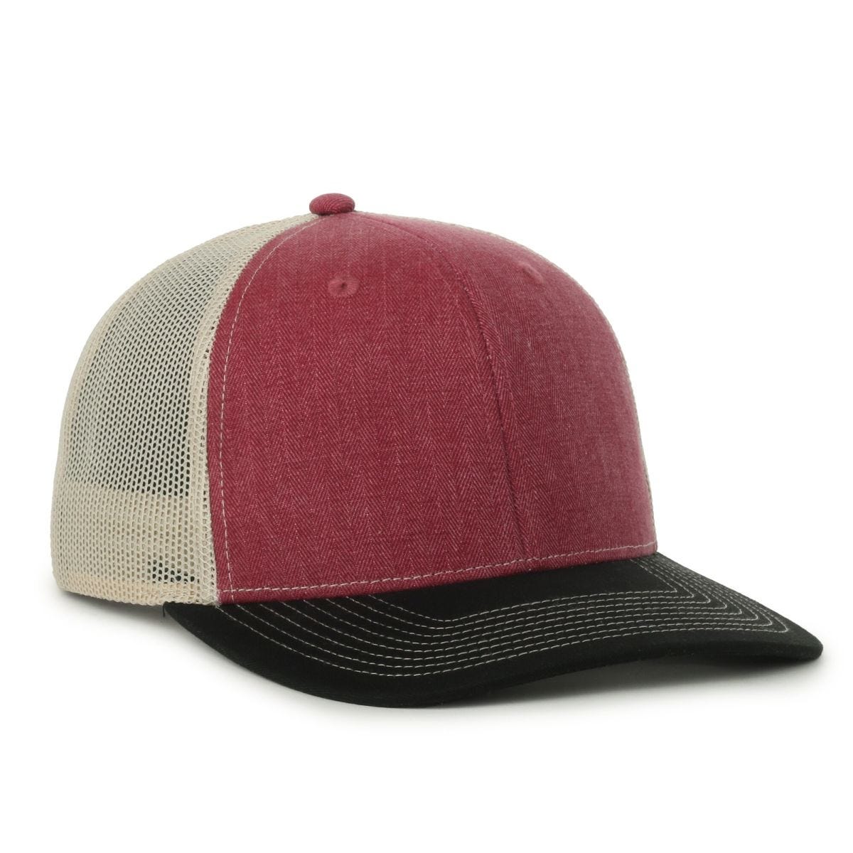 Oc Sports Oc771 Adjustable Mesh Back Cap - Herringbone Maroon Putty Black