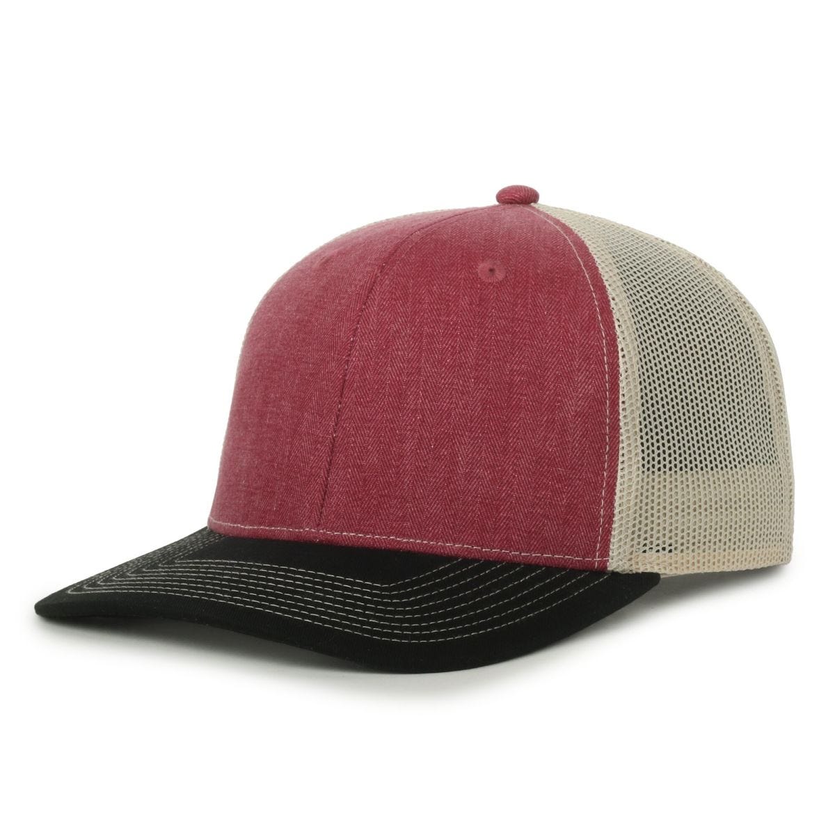 Oc Sports Oc771 Adjustable Mesh Back Cap - Herringbone Maroon Putty Black