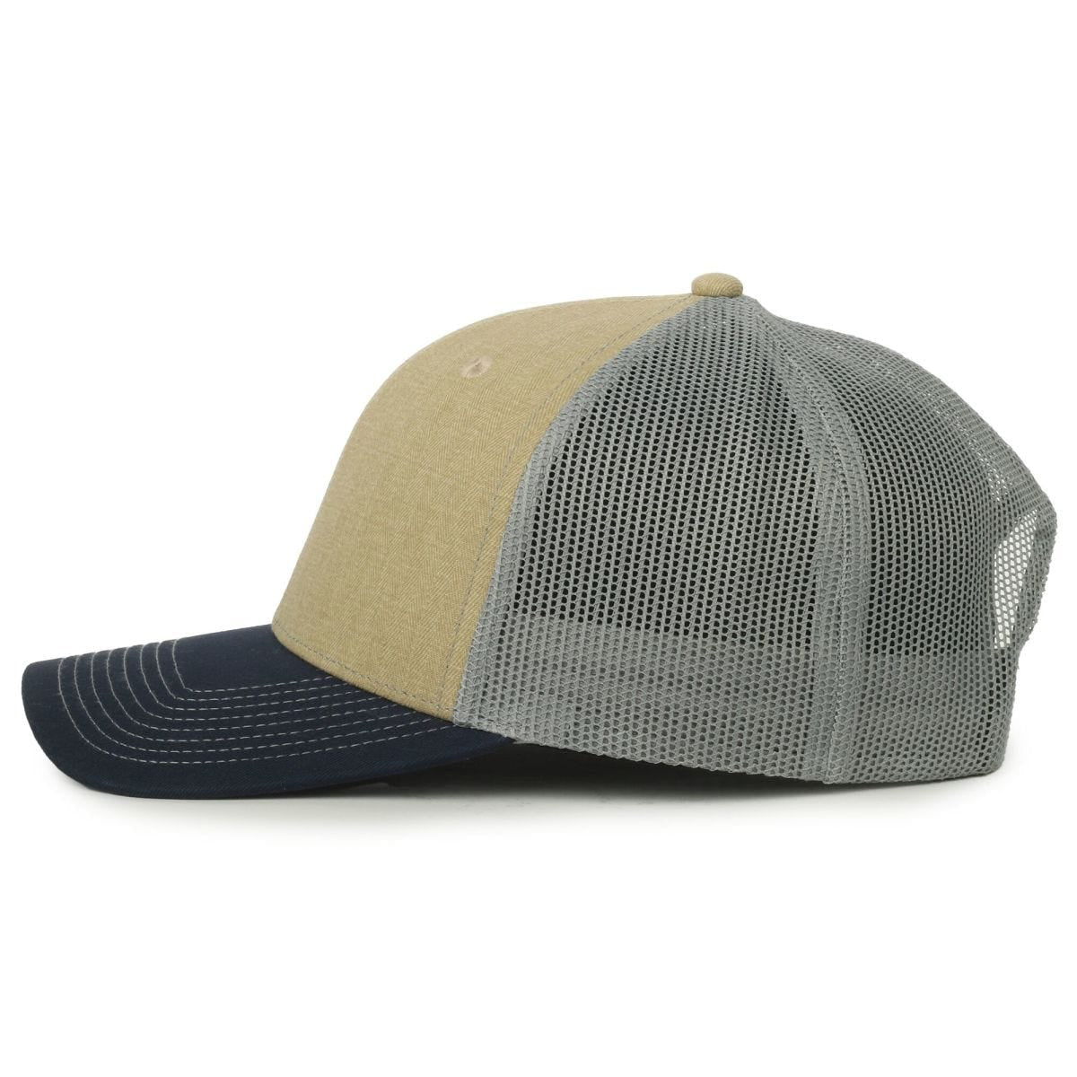 Oc Sports Oc771 Adjustable Mesh Back Cap - Herringbone Wheat Light Grey Navy