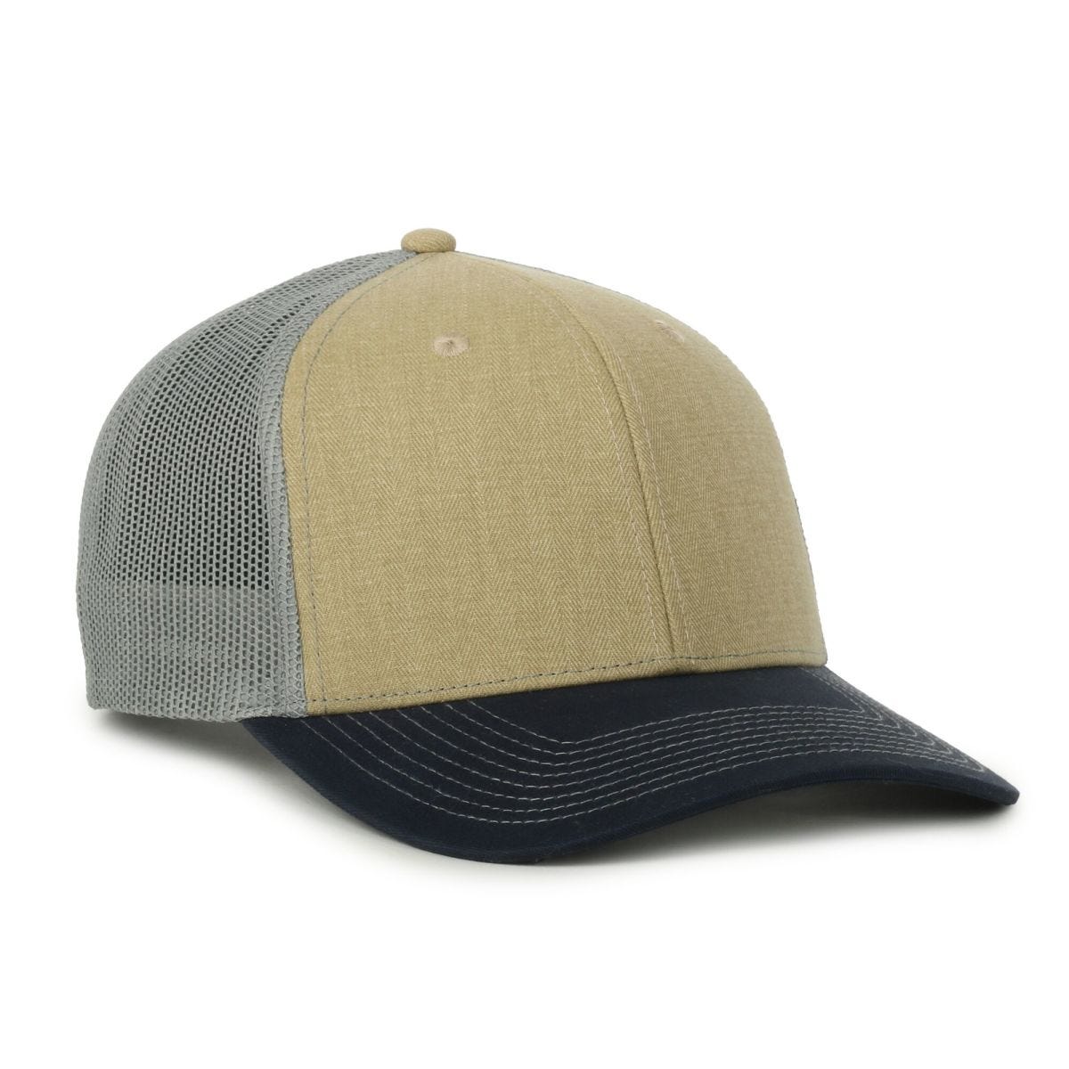 Oc Sports Oc771 Adjustable Mesh Back Cap - Herringbone Wheat Light Grey Navy