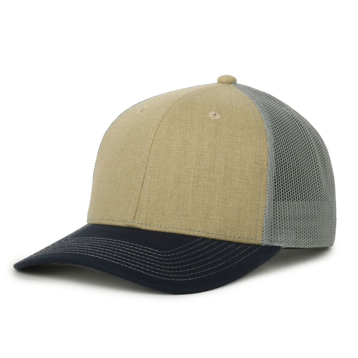 Oc Sports Oc771 Adjustable Mesh Back Cap - Herringbone Wheat Light Grey Navy