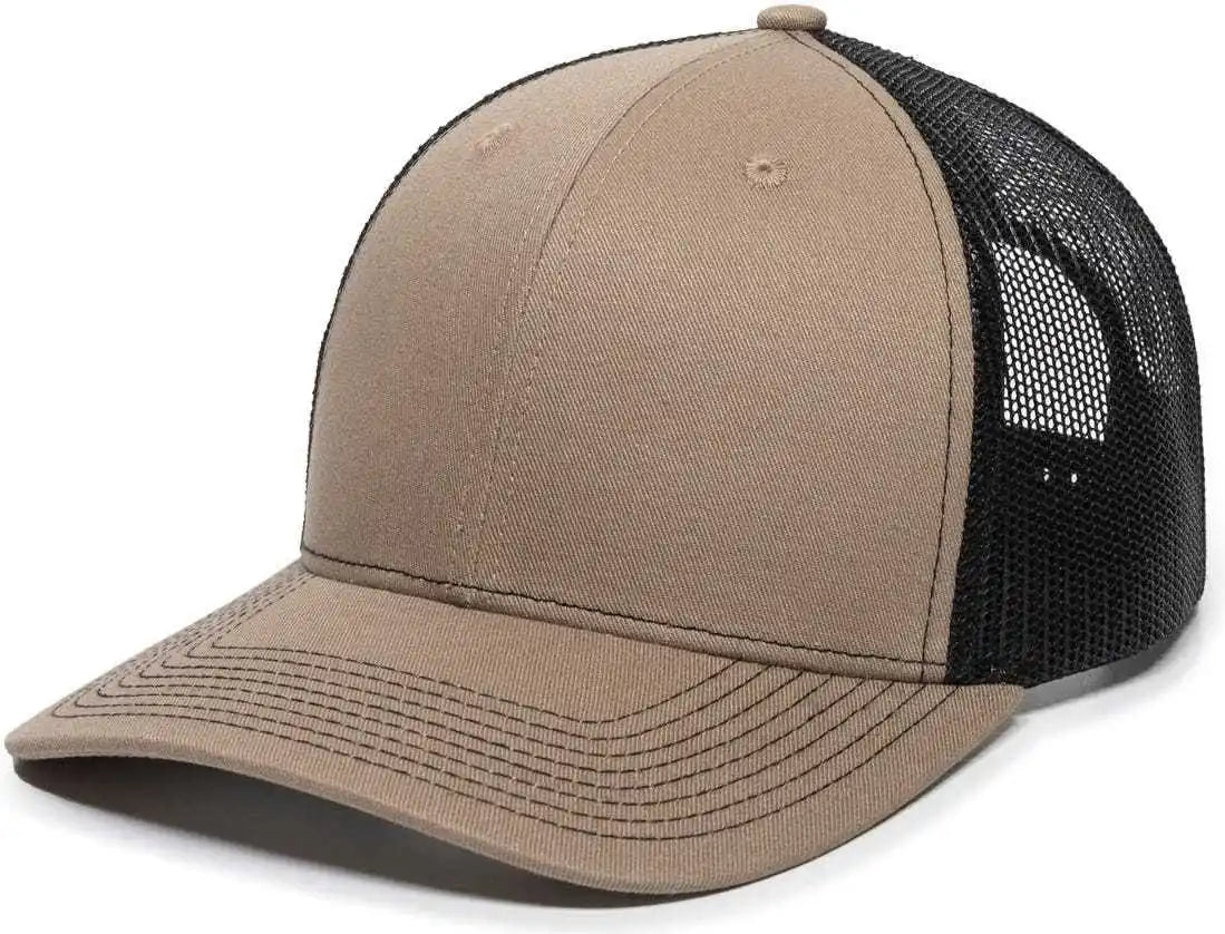 Oc Sports Oc771 Adjustable Mesh Back Cap - Khaki Black - 6 7/8’’ - 7 1/2’’