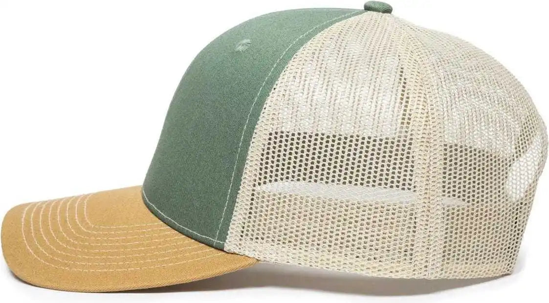 Oc Sports Oc771 Adjustable Mesh Back Cap - Light Olive Khaki Old Gold - 6 7/8’’ - 7 1/2’’