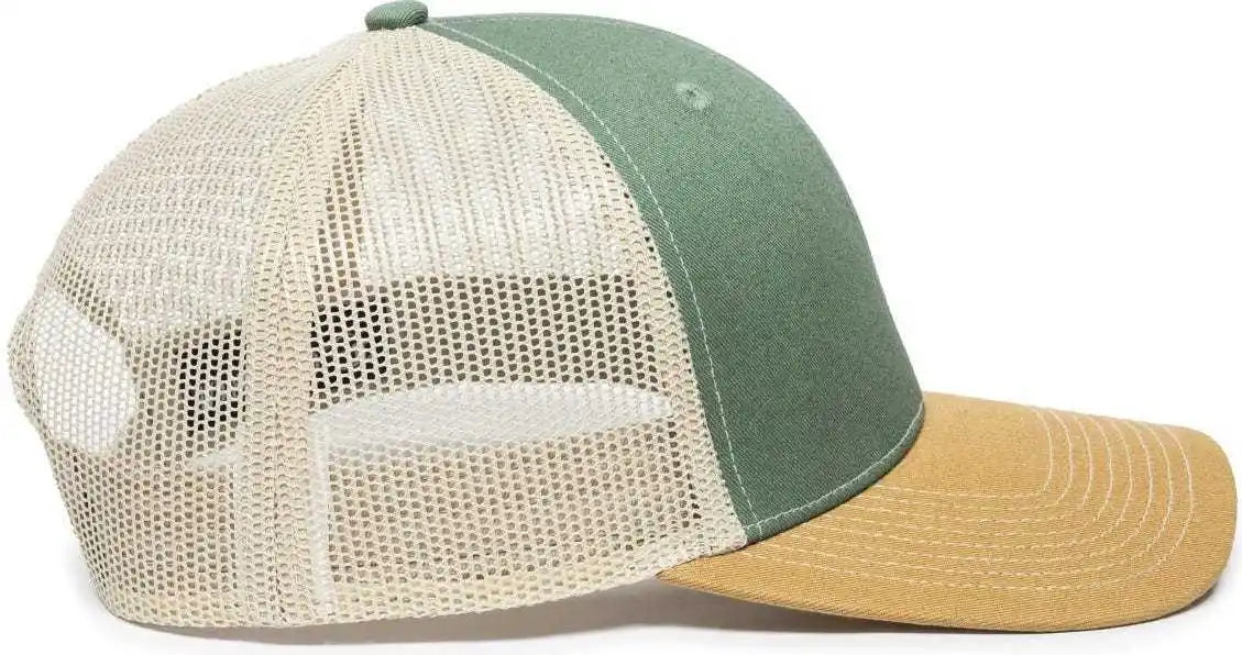 Oc Sports Oc771 Adjustable Mesh Back Cap - Light Olive Khaki Old Gold - 6 7/8’’ - 7 1/2’’