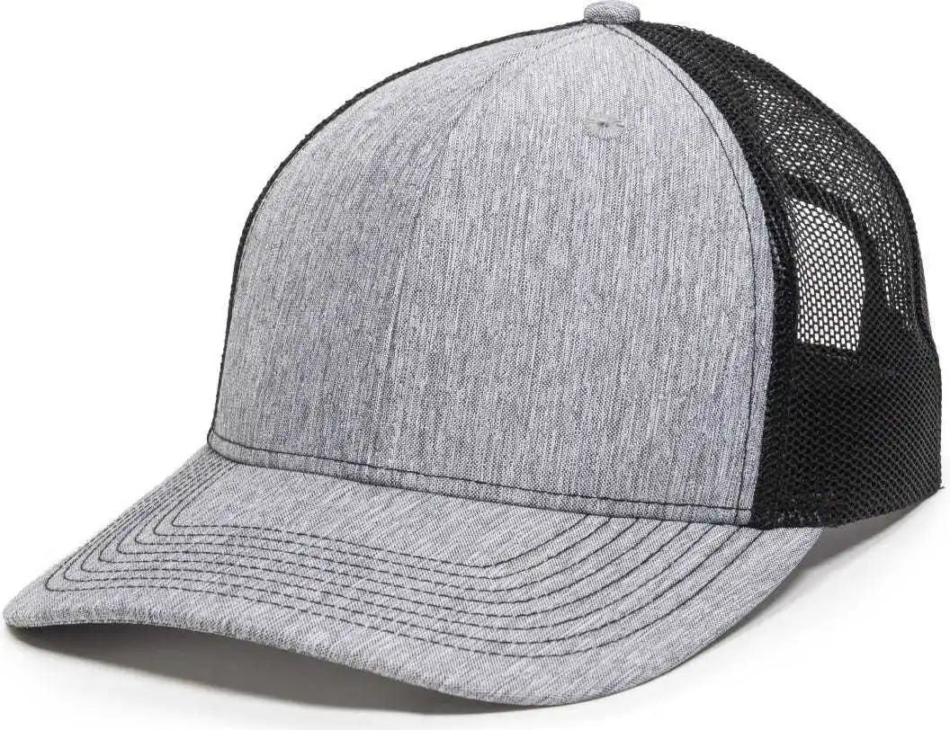 Oc Sports Oc771 Adjustable Mesh Back Cap - Ln Heathered Gray Black - 6 7/8’’ - 7 1/2’’