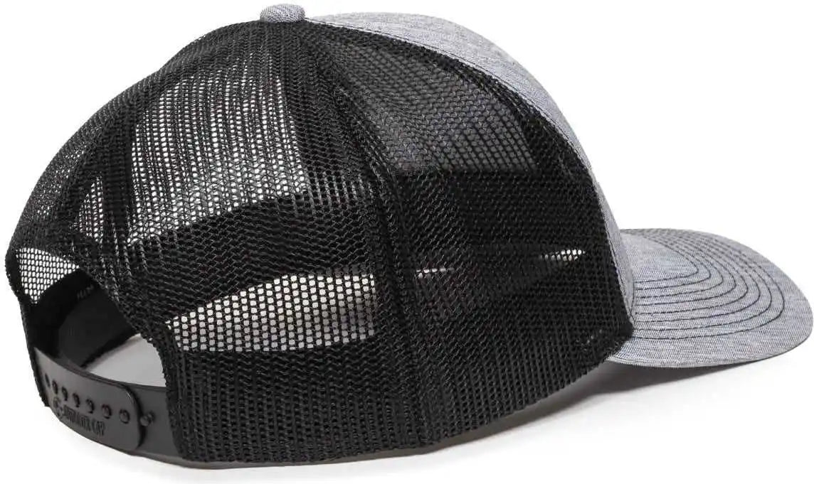 Oc Sports Oc771 Adjustable Mesh Back Cap - Ln Heathered Gray Black - 6 7/8’’ - 7 1/2’’