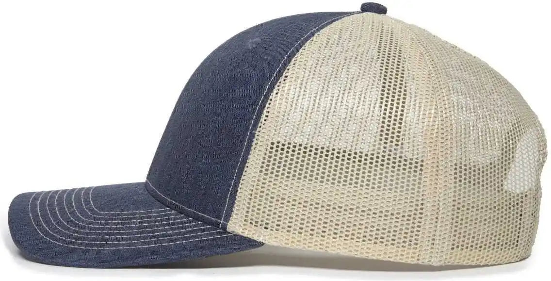 Oc Sports Oc771 Adjustable Mesh Back Cap Ln Heathered Navy Khaki / 6 7/8’’ 7 1/2’’
