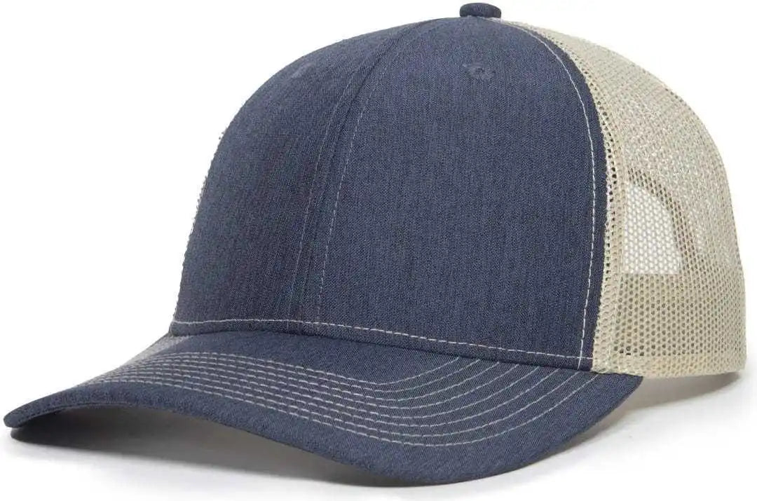 Oc Sports Oc771 Adjustable Mesh Back Cap Ln Heathered Navy Khaki / 6 7/8’’ 7 1/2’’