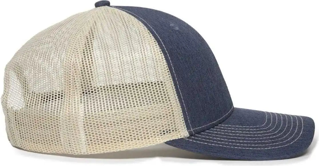 Oc Sports Oc771 Adjustable Mesh Back Cap Ln Heathered Navy Khaki / 6 7/8’’ 7 1/2’’