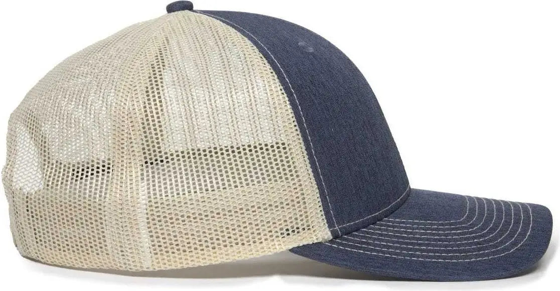 Oc Sports Oc771 Adjustable Mesh Back Cap - Ln Heathered Navy Khaki - 6 7/8’’ - 7 1/2’’