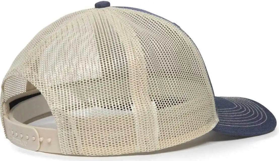 Oc Sports Oc771 Adjustable Mesh Back Cap Ln Heathered Navy Khaki / 6 7/8’’ 7 1/2’’