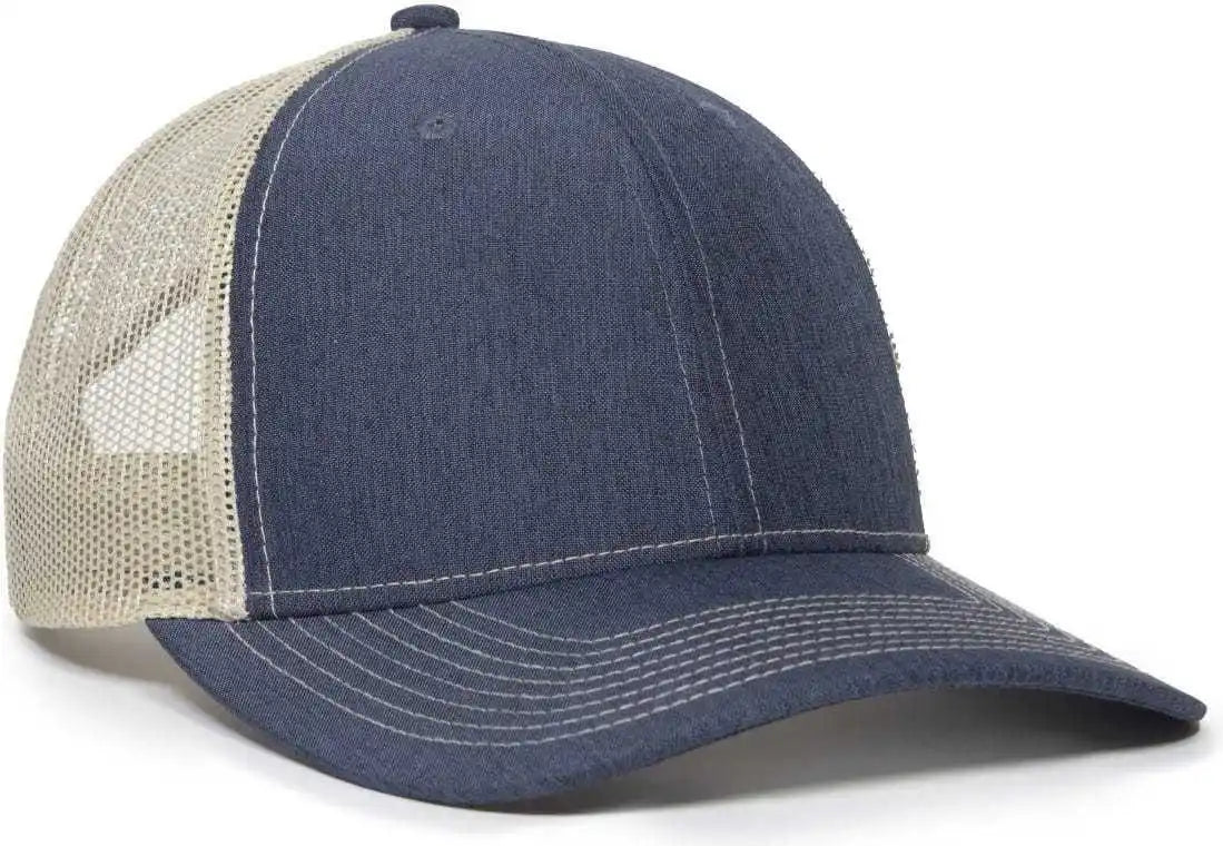 Oc Sports Oc771 Adjustable Mesh Back Cap Ln Heathered Navy Khaki / 6 7/8’’ 7 1/2’’