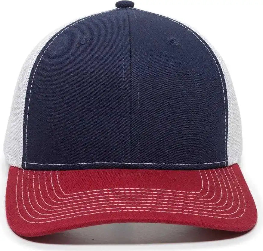 Oc Sports Oc771 Adjustable Mesh Back Cap - Navy White Cardinal - 6 7/8’’ - 7 1/2’’