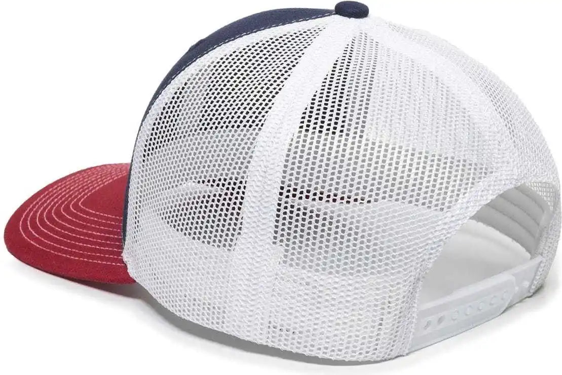 Oc Sports Oc771 Adjustable Mesh Back Cap - Navy White Cardinal - 6 7/8’’ - 7 1/2’’