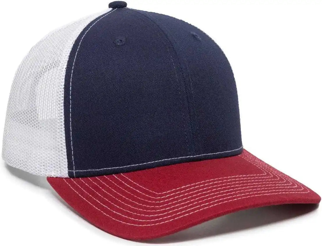 Oc Sports Oc771 Adjustable Mesh Back Cap - Navy White Cardinal - 6 7/8’’ - 7 1/2’’