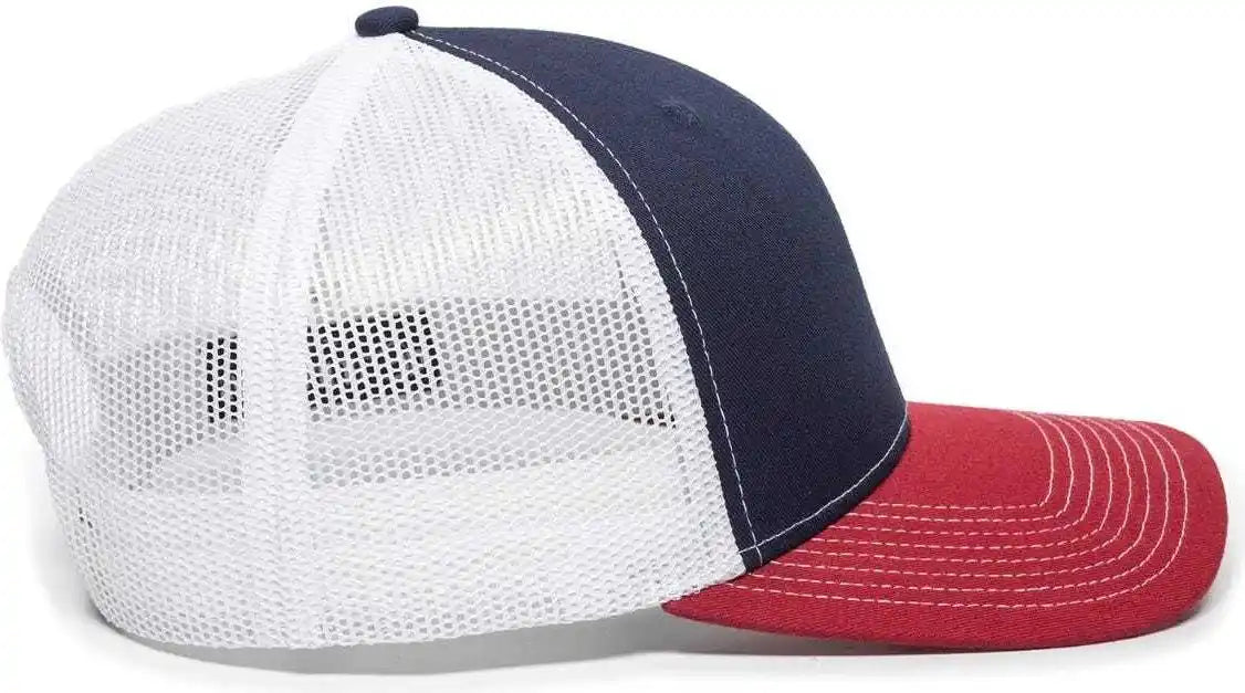Oc Sports Oc771 Adjustable Mesh Back Cap - Navy White Cardinal - 6 7/8’’ - 7 1/2’’