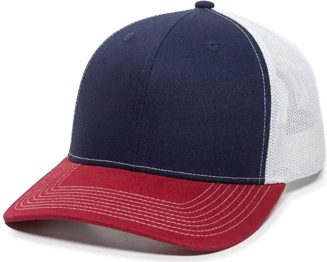Oc Sports Oc771 Adjustable Mesh Back Cap - Navy White Cardinal - 6 7/8’’ - 7 1/2’’