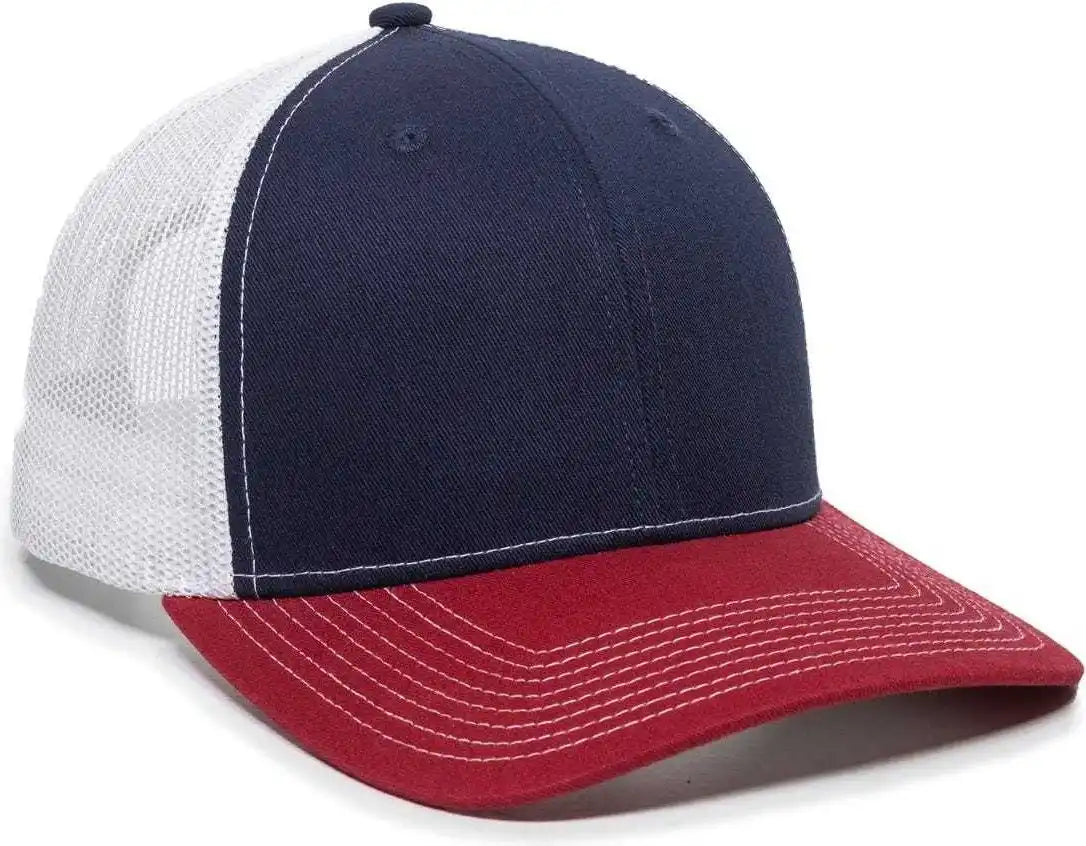 Oc Sports Oc771 Adjustable Mesh Back Cap - Navy White Cardinal - 6 7/8’’ - 7 1/2’’