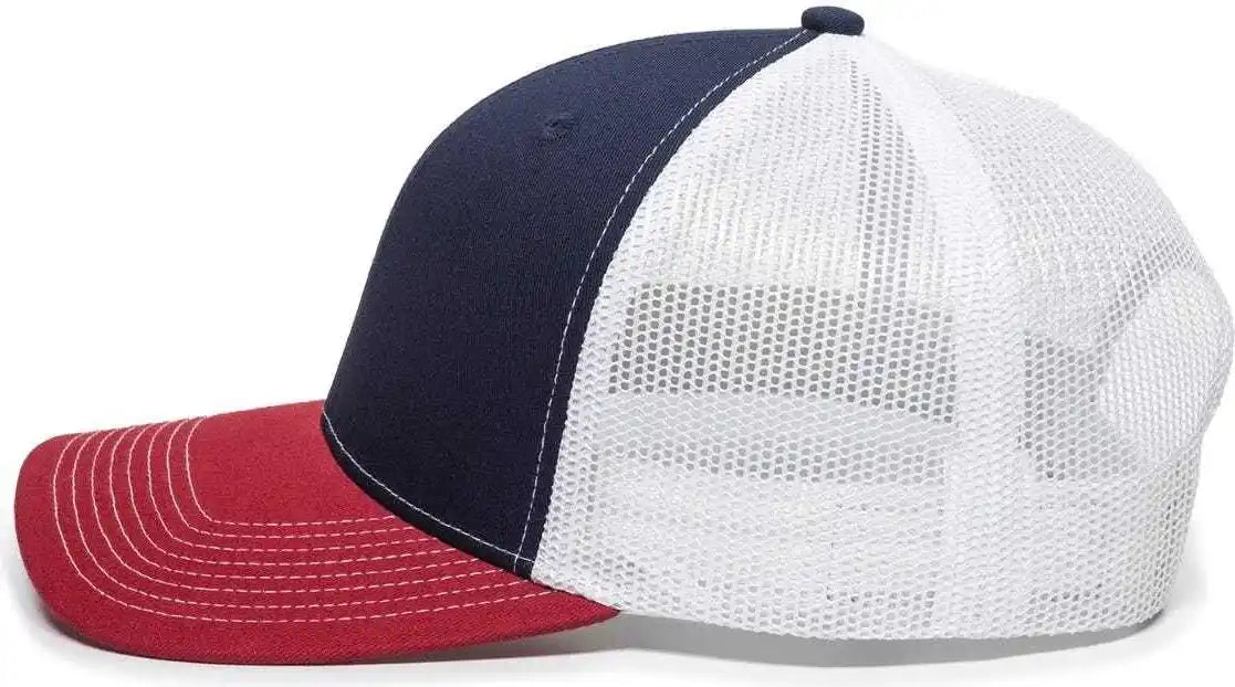 Oc Sports Oc771 Adjustable Mesh Back Cap - Navy White Cardinal - 6 7/8’’ - 7 1/2’’