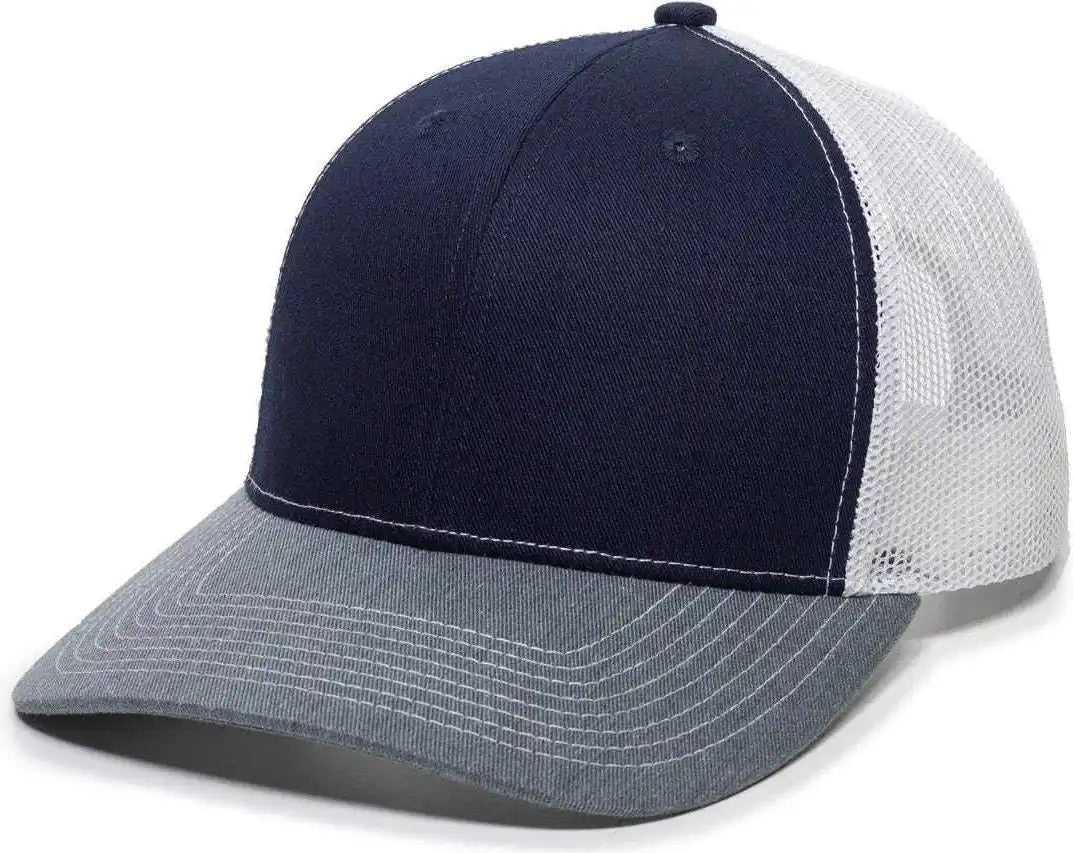 Oc Sports Oc771 Adjustable Mesh Back Cap - Navy White Heathered Gray - 6 7/8’’ - 7 1/2’’