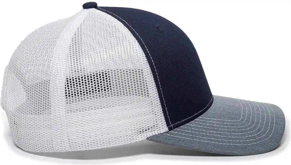 Oc Sports Oc771 Adjustable Mesh Back Cap - Navy White Heathered Gray - 6 7/8’’ - 7 1/2’’