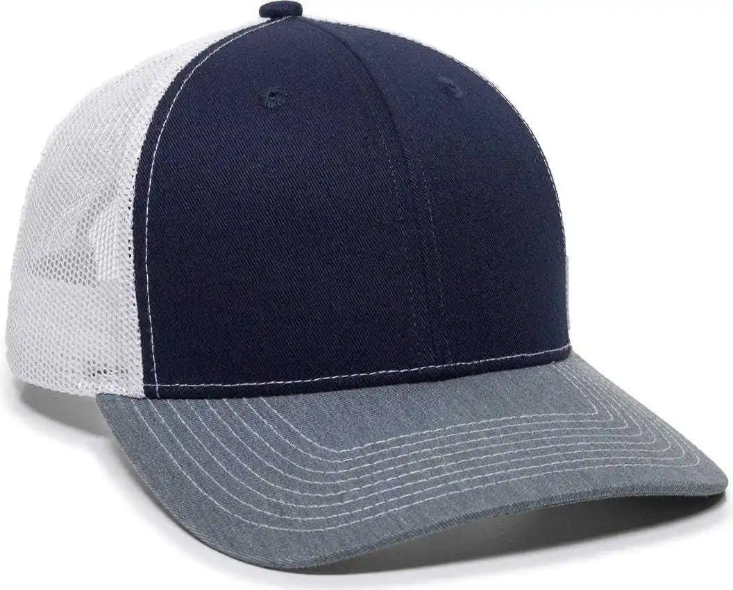 Oc Sports Oc771 Adjustable Mesh Back Cap - Navy White Heathered Gray - 6 7/8’’ - 7 1/2’’