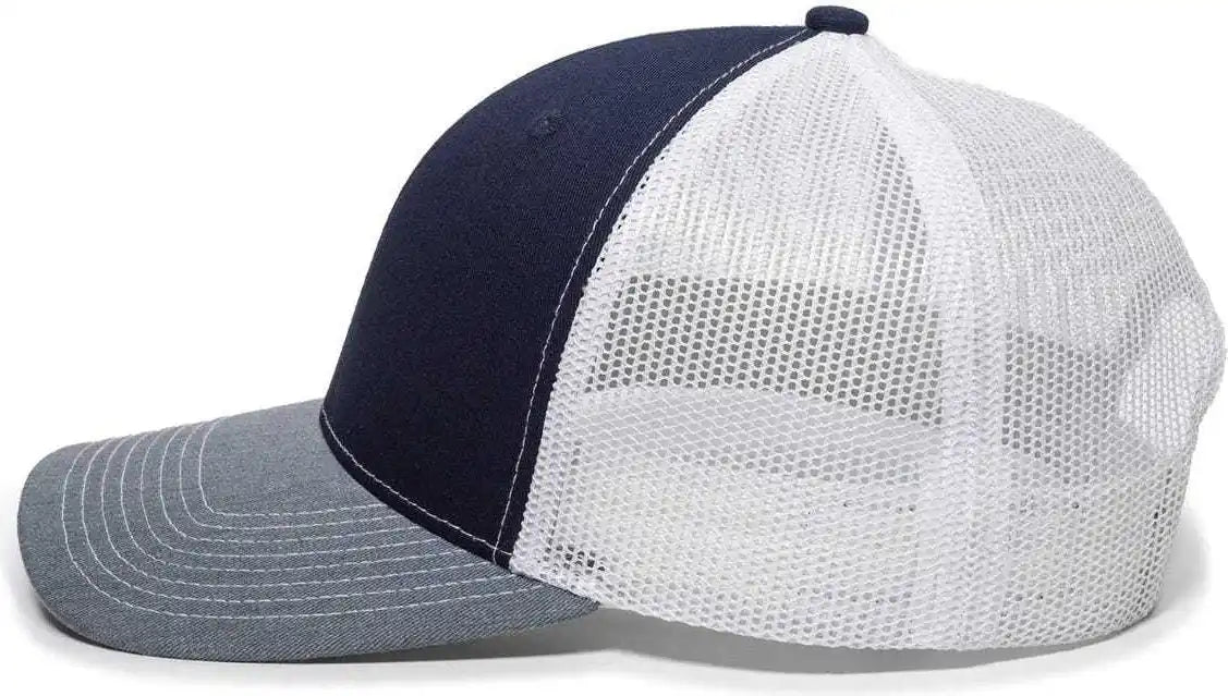 Oc Sports Oc771 Adjustable Mesh Back Cap - Navy White Heathered Gray - 6 7/8’’ - 7 1/2’’