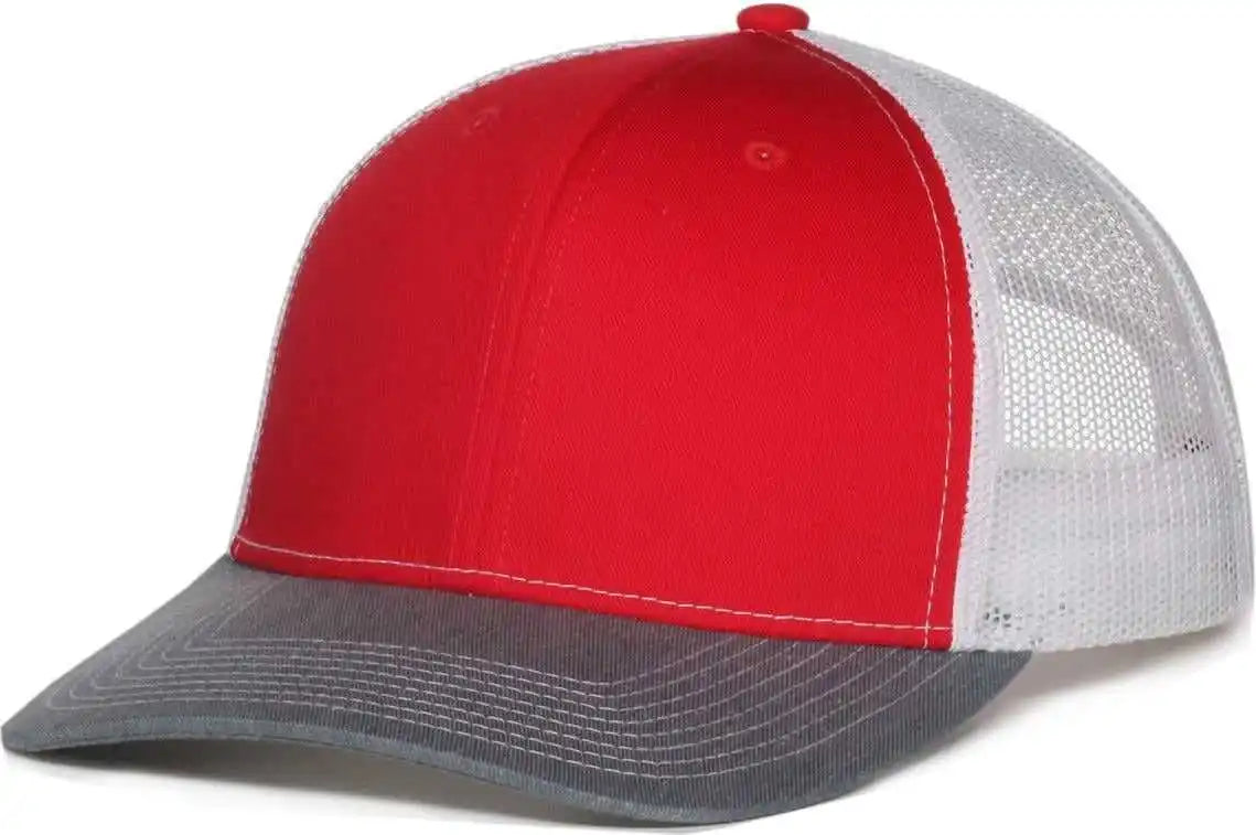 Oc Sports Oc771 Adjustable Mesh Back Cap - Red White Heather Gray - Osfm