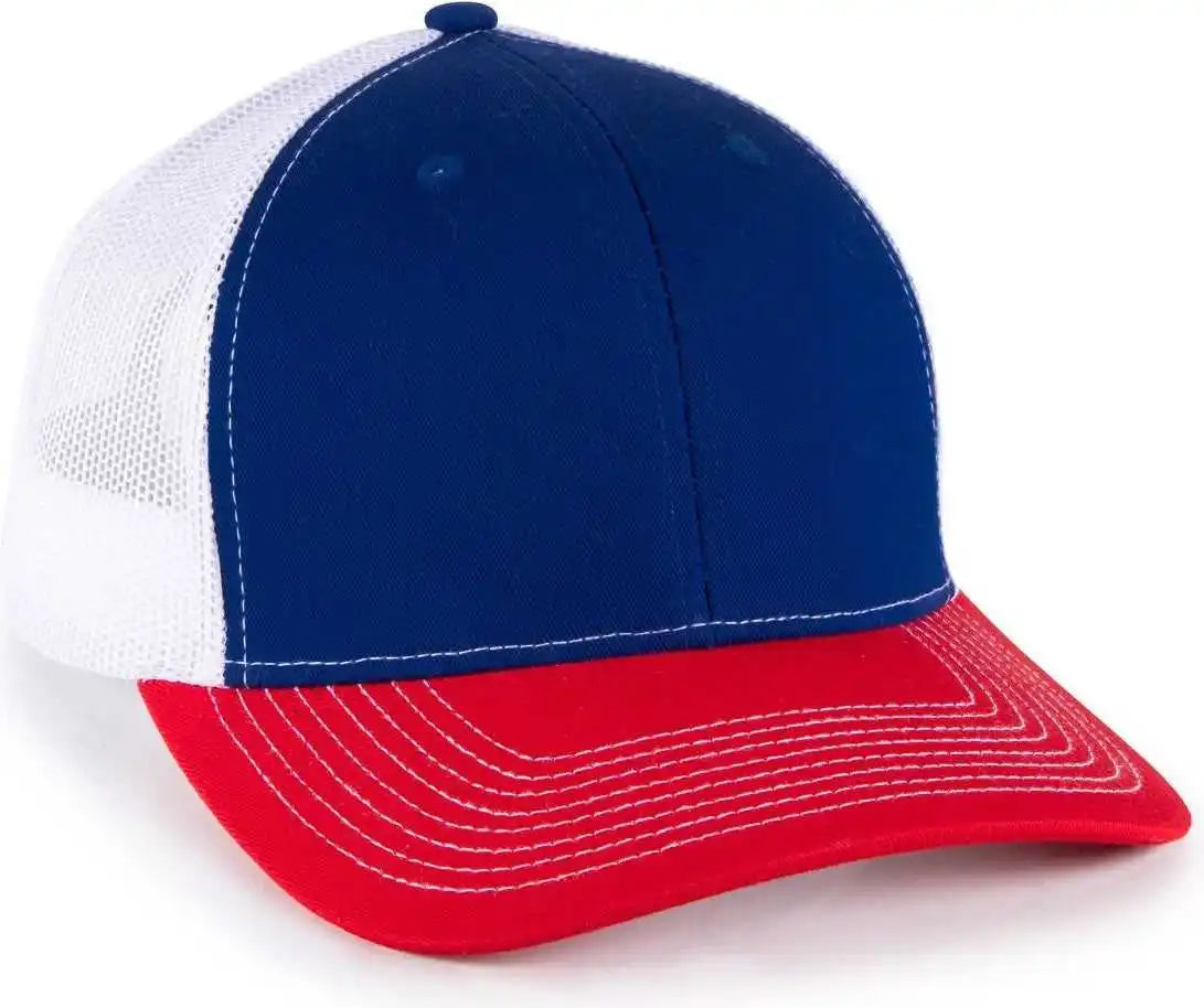 Oc Sports Oc771 Adjustable Mesh Back Cap Royal White Red / Osfm