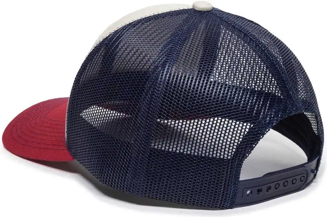 Oc Sports Oc771 Adjustable Mesh Back Cap - Stone Navy Cardinal - Ivory / 6 7/8’’ - 7 1/2’’