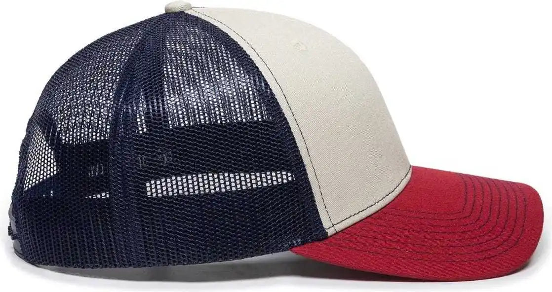 Oc Sports Oc771 Adjustable Mesh Back Cap - Stone Navy Cardinal - Ivory / 6 7/8’’ - 7 1/2’’