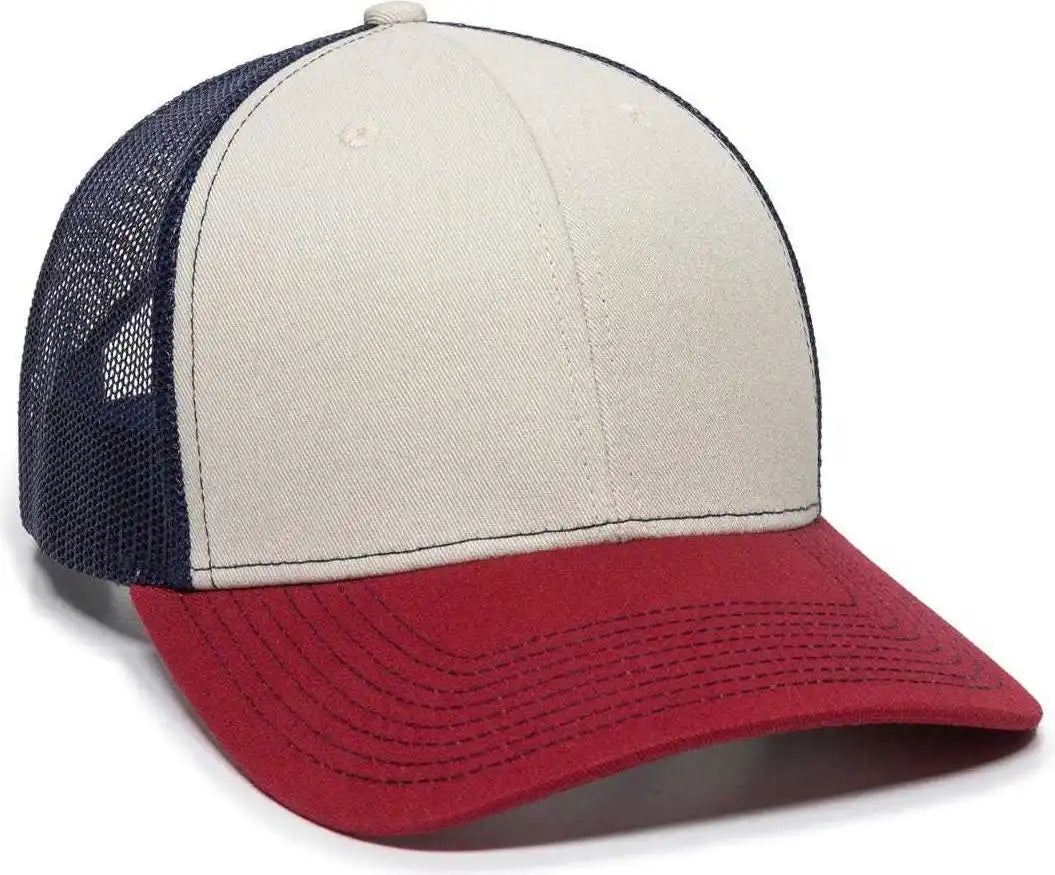 Oc Sports Oc771 Adjustable Mesh Back Cap - Stone Navy Cardinal - Ivory / 6 7/8’’ - 7 1/2’’