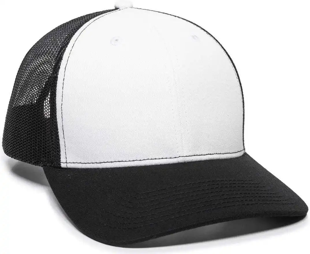 Oc Sports Oc771 Adjustable Mesh Back Cap - White Black - 6 7/8’’ - 7 1/2’’