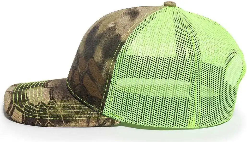 Oc Sports Oc771camo Adjustable Mesh Back Cap - Kryptek Highlander Neon Yellow - Lime / 6 7/8’’ - 7 1/2’’