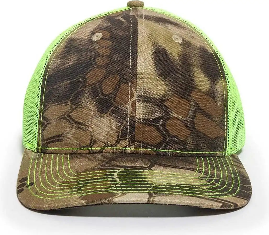 Oc Sports Oc771camo Adjustable Mesh Back Cap - Kryptek Highlander Neon Yellow - Lime / 6 7/8’’ - 7 1/2’’