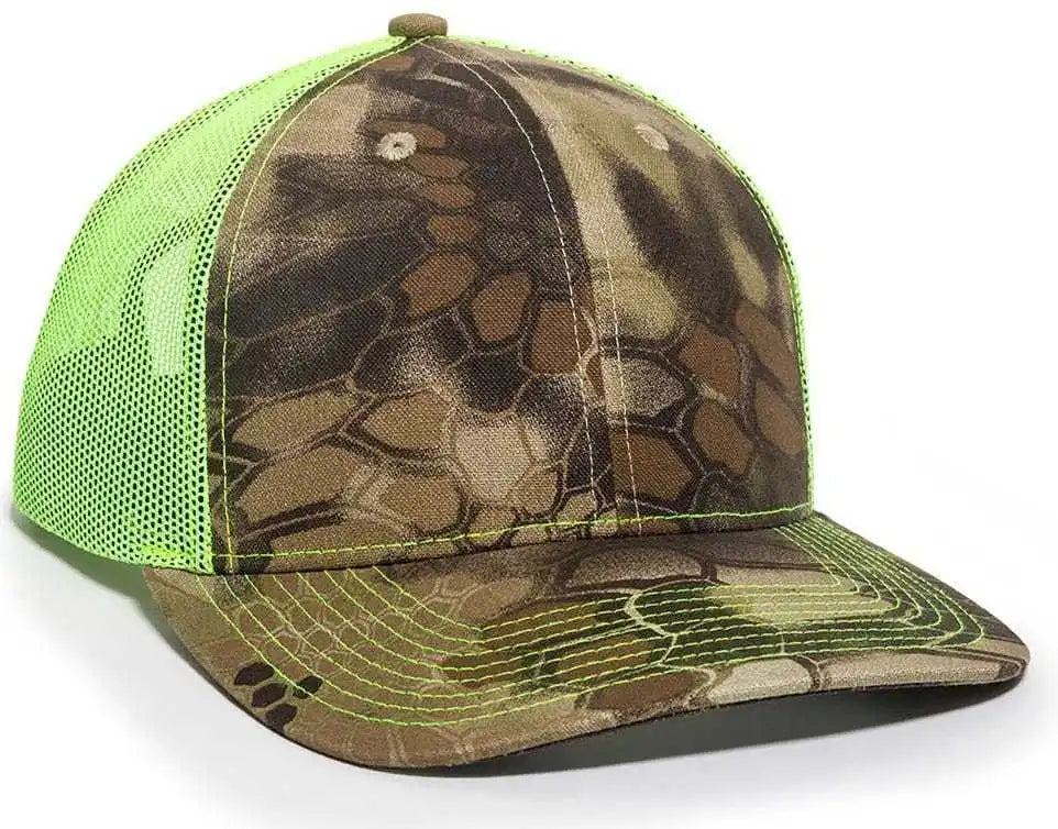 Oc Sports Oc771camo Adjustable Mesh Back Cap - Kryptek Highlander Neon Yellow - Lime / 6 7/8’’ - 7 1/2’’