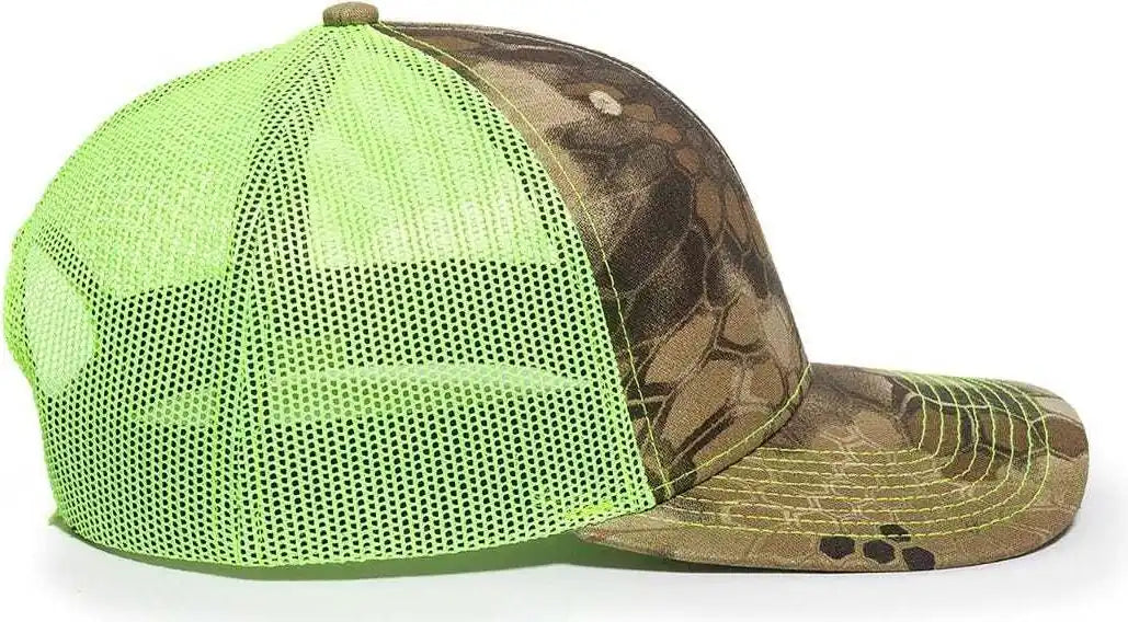 Oc Sports Oc771camo Adjustable Mesh Back Cap - Kryptek Highlander Neon Yellow - Lime / 6 7/8’’ - 7 1/2’’