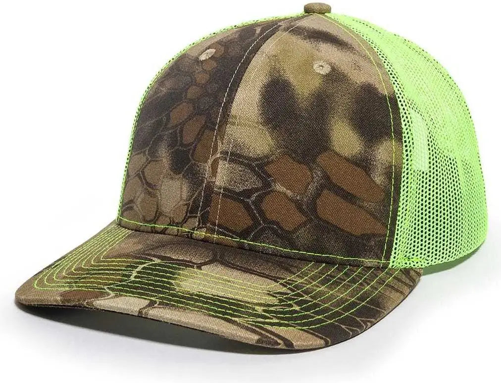 Oc Sports Oc771camo Adjustable Mesh Back Cap - Kryptek Highlander Neon Yellow - Lime / 6 7/8’’ - 7 1/2’’