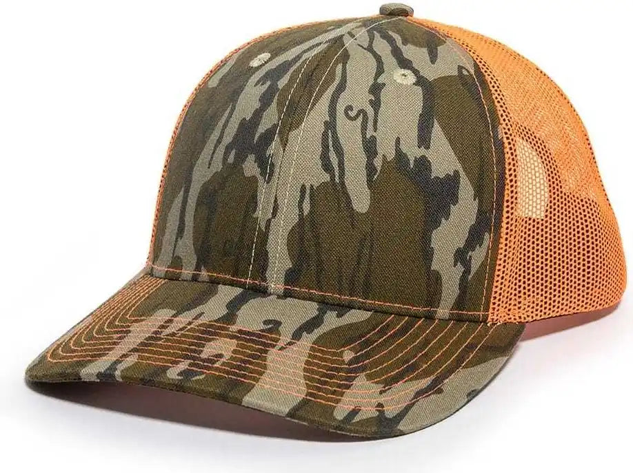 Oc Sports Oc771camo Adjustable Mesh Back Cap Mossy Oak Original Bottomland Neon Orange / 6 7/8’’ 7 1/2’’
