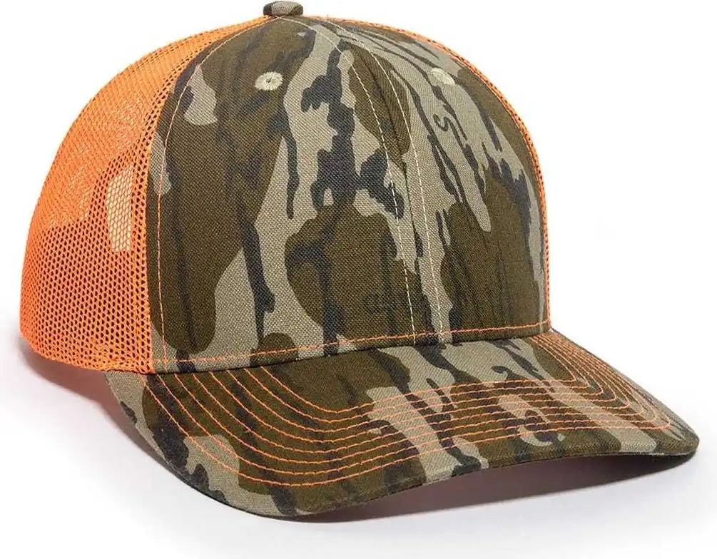 Oc Sports Oc771camo Adjustable Mesh Back Cap Mossy Oak Original Bottomland Neon Orange / 6 7/8’’ 7 1/2’’