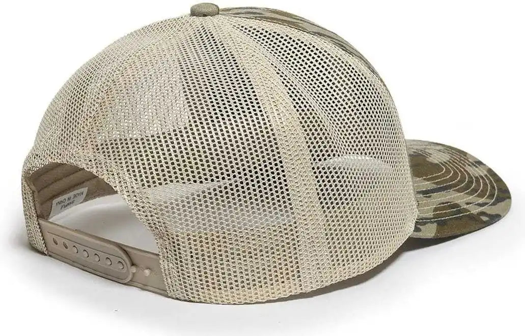 Oc Sports Oc771camo Adjustable Mesh Back Cap Mossy Oak Original Bottomland Tan