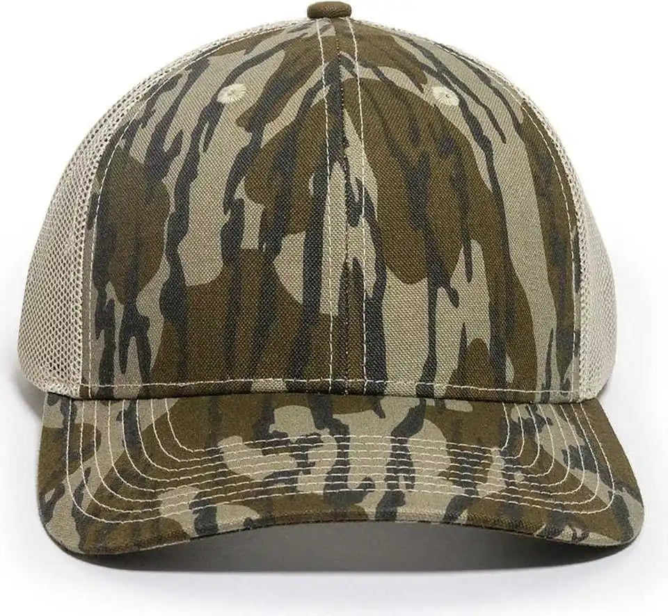 Oc Sports Oc771camo Adjustable Mesh Back Cap Mossy Oak Original Bottomland Tan