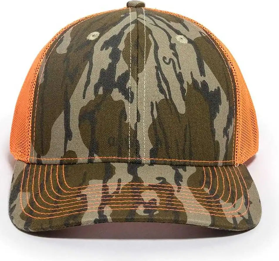 Oc Sports Oc771camo Adjustable Mesh Back Cap Mossy Oak Original Bottomland Neon Orange / 6 7/8’’ 7 1/2’’