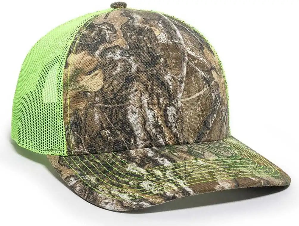 Oc Sports Oc771camo Adjustable Mesh Back Cap - Realtree Edge Neon Yellow - Lime / 6 7/8’’ - 7 1/2’’