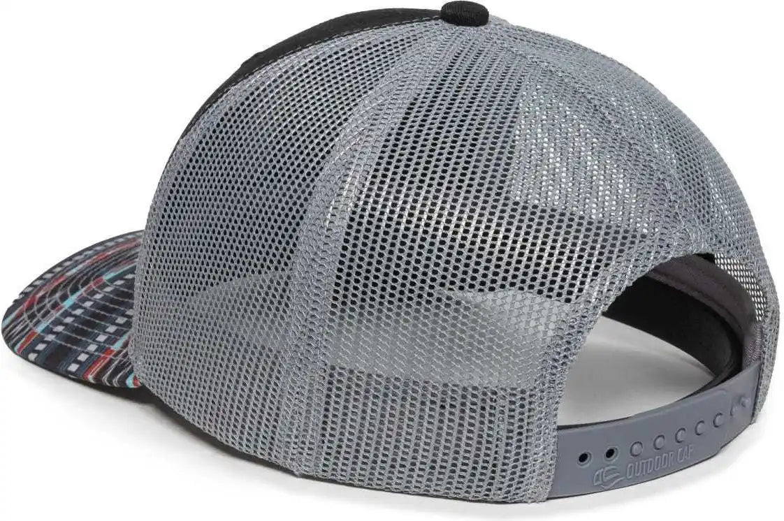 Oc Sports Oc771p Slight Pre-curved Sublimated Visor Cap - Black Light Gray Aqua - 6 7/8’’ - 7 1/2’’