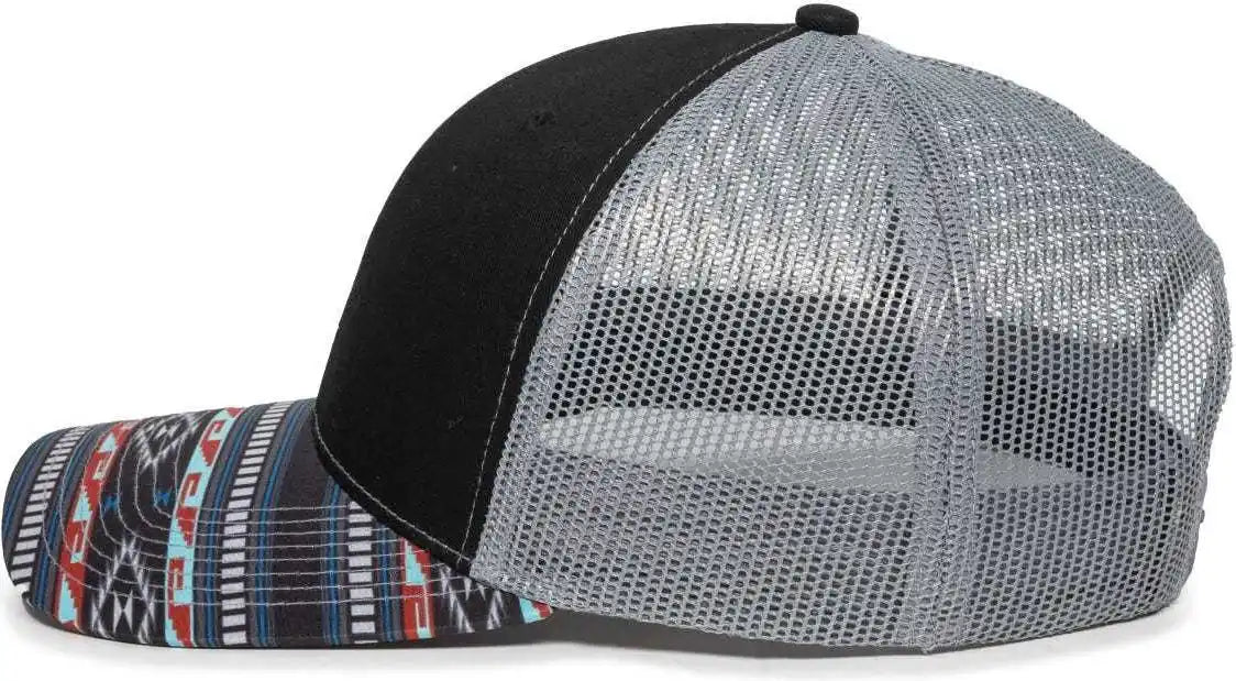 Oc Sports Oc771p Slight Pre-curved Sublimated Visor Cap - Black Light Gray Aqua - 6 7/8’’ - 7 1/2’’