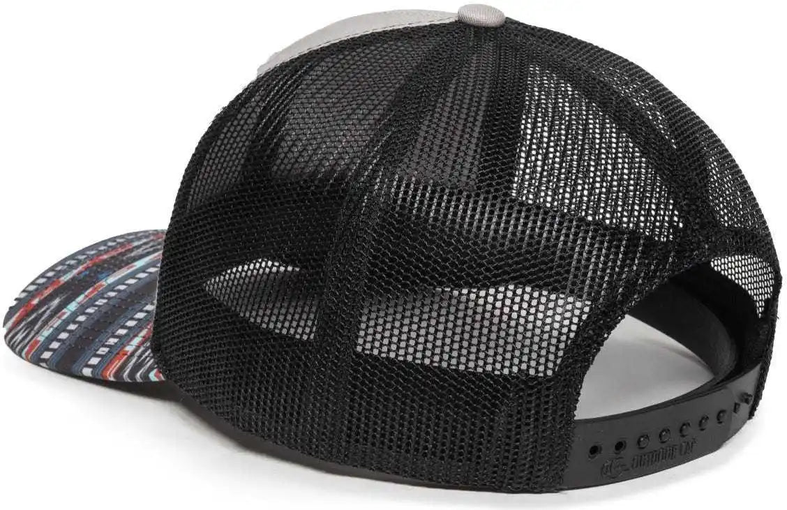 Oc Sports Oc771p Slight Pre-curved Sublimated Visor Cap - Light Gray Black Aqua - 6 7/8’’ - 7 1/2’’